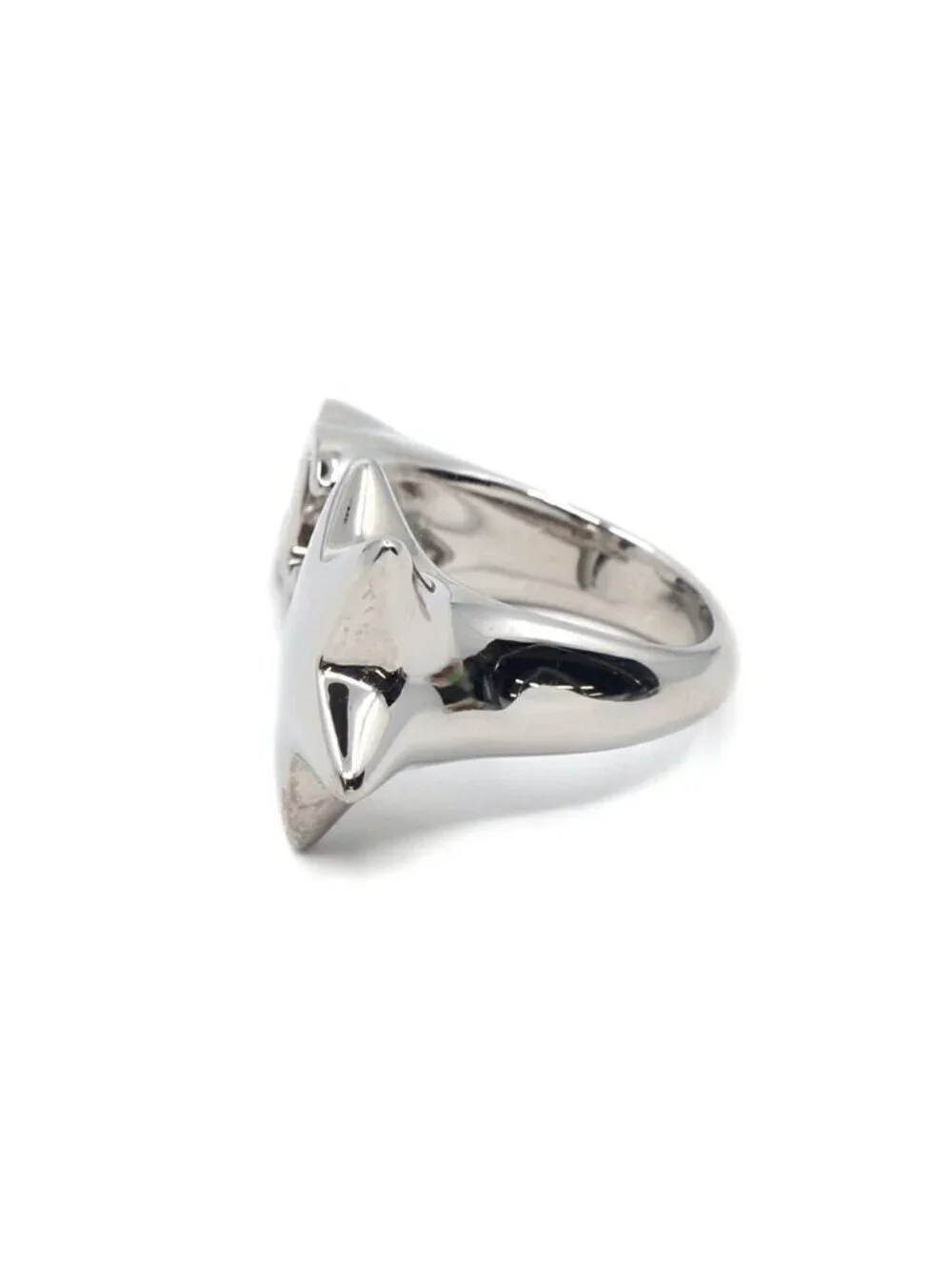 Chanel 26S Sterling CC Logo Ring Star Shape Metal Silver